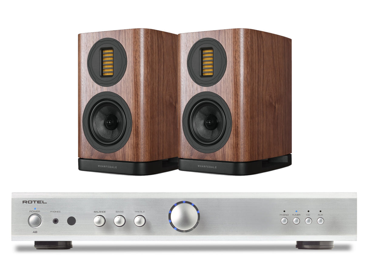 Rotel A8 with Wharfedale EVO 5.1 Bookshelf Speakers