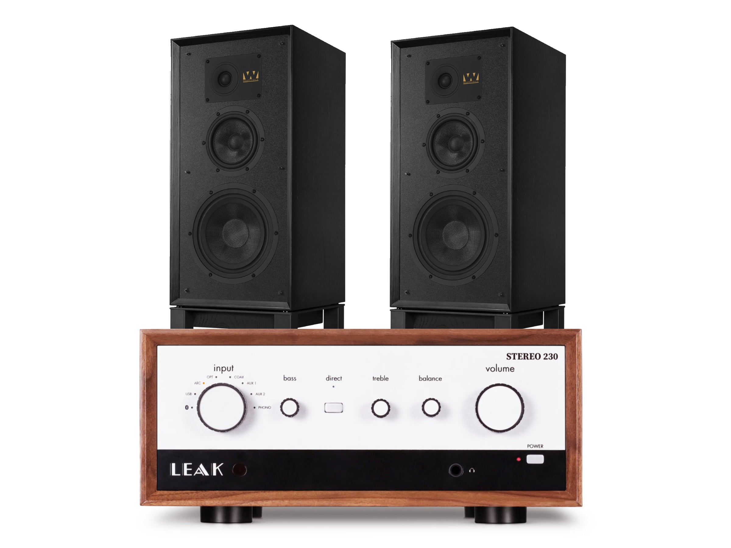 Leak Stereo 230 with Wharfedale Super Linton & Matching Stands
