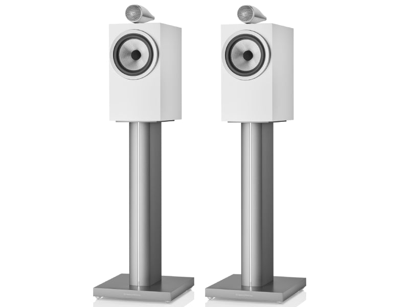 Bowers & Wilkins 705 S3 Bookshelf Speakers on FS-700 S3 Speaker Stands White