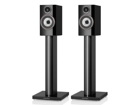 Bowers & Wilkins 707 S3 Bookshelf Speakers Gloss Black on Bowers & Wilkins FS-700 S3 Speaker Stands